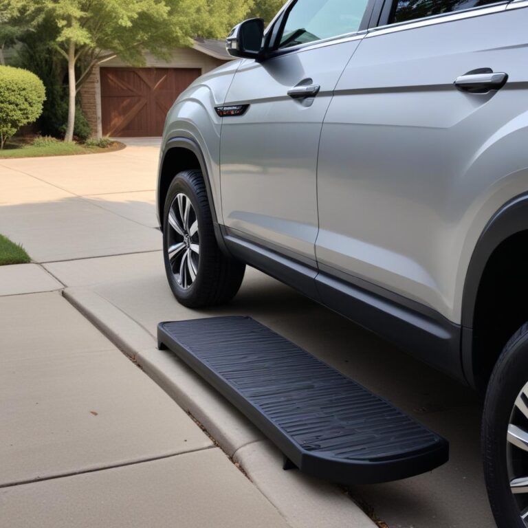 Custom side steps installed on a Volkswagen Atlas for better accessibility
